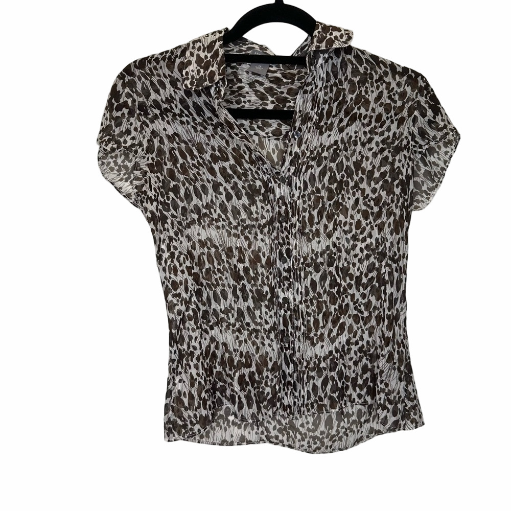 Ann Taylor Leopard Print Blouse Size 2P